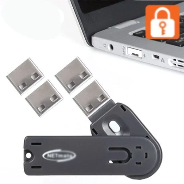 보안 USB 잠금 장치 USB포트 자물쇠 락커 스윙형 백색