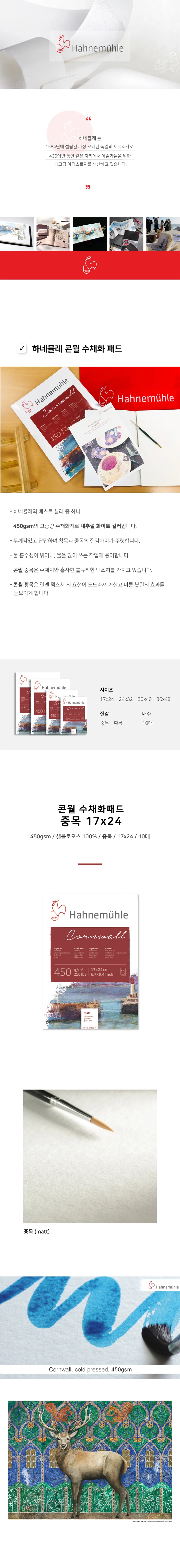 하네뮬레 콘월 수채화지 중목 matt 17x24 10매 450g 상세2