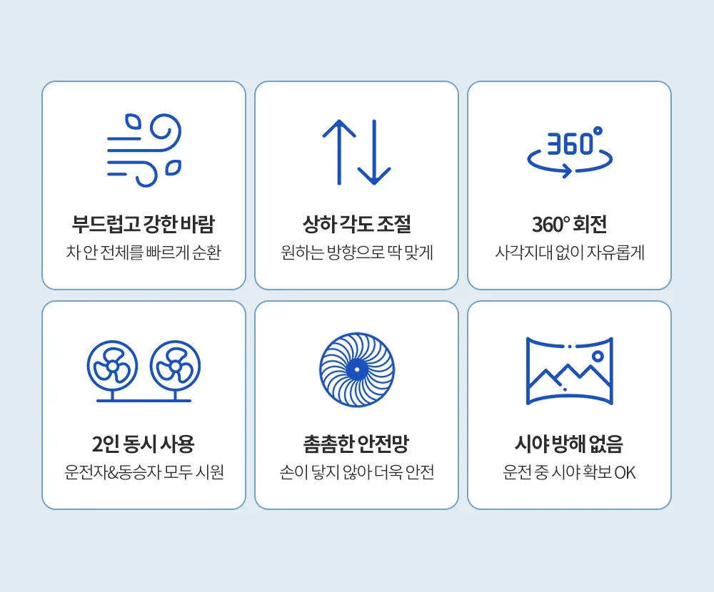 리예 차량용 360도 USB 듀얼 선풍기 상세4