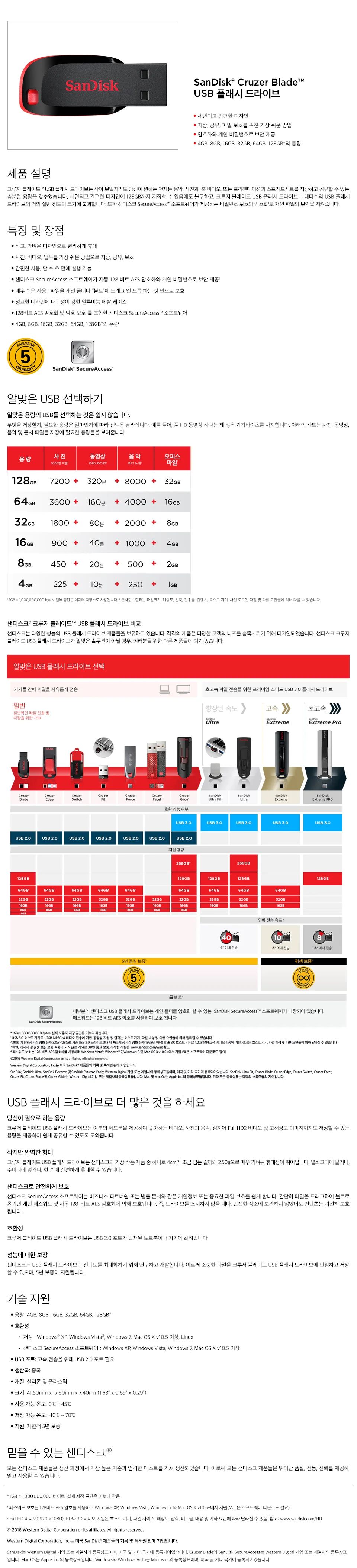 Cruzer Blade USB SDCZ50 16GB 샌디스크 상세3