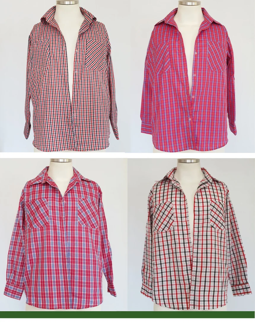 여성 작업남방 긴팔 체크 봄 여름 가을 면혼방 상세5