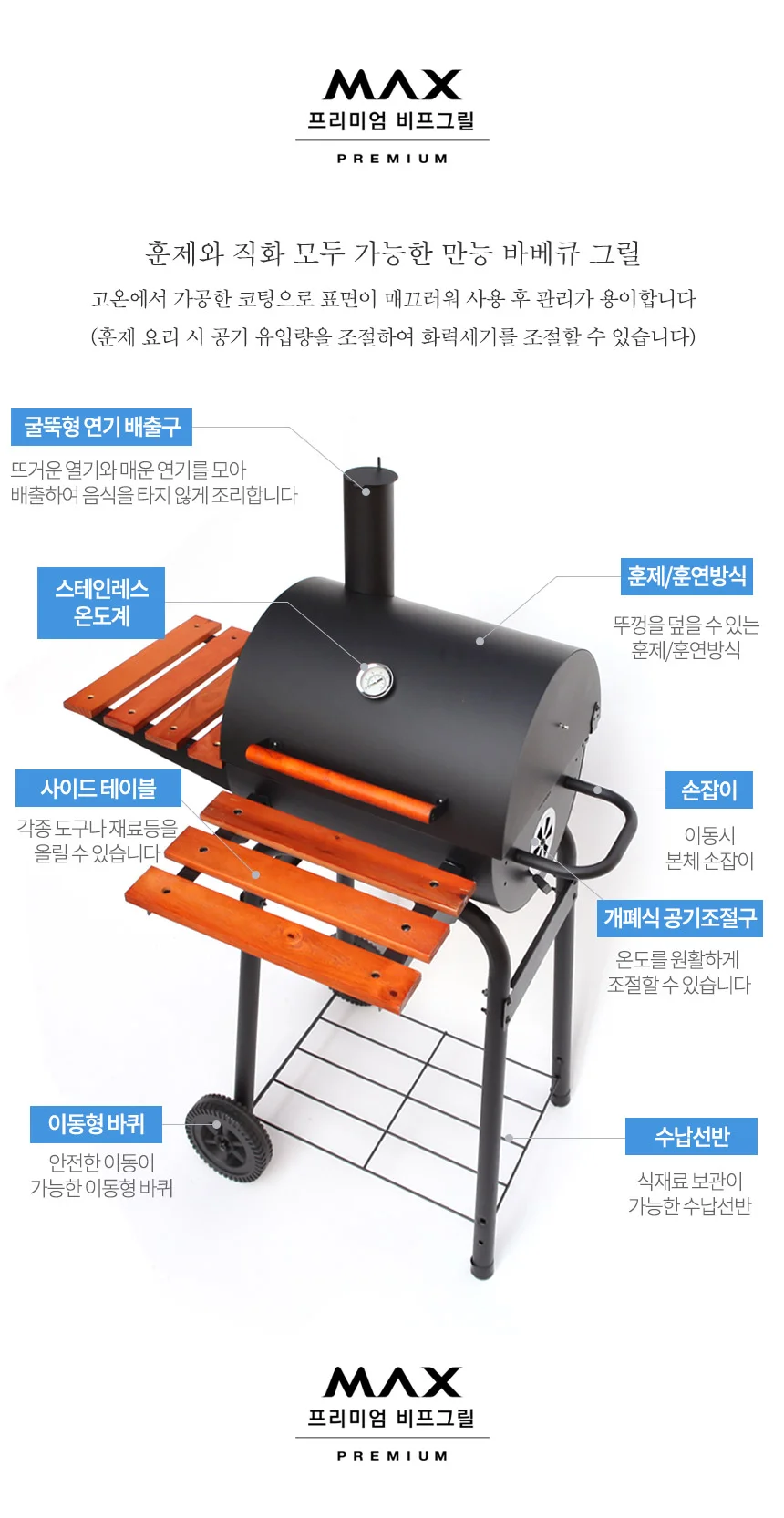캠핑 화로대 대형 비프 석쇠 그릴 바베큐 숯불 직화 불판 상세3