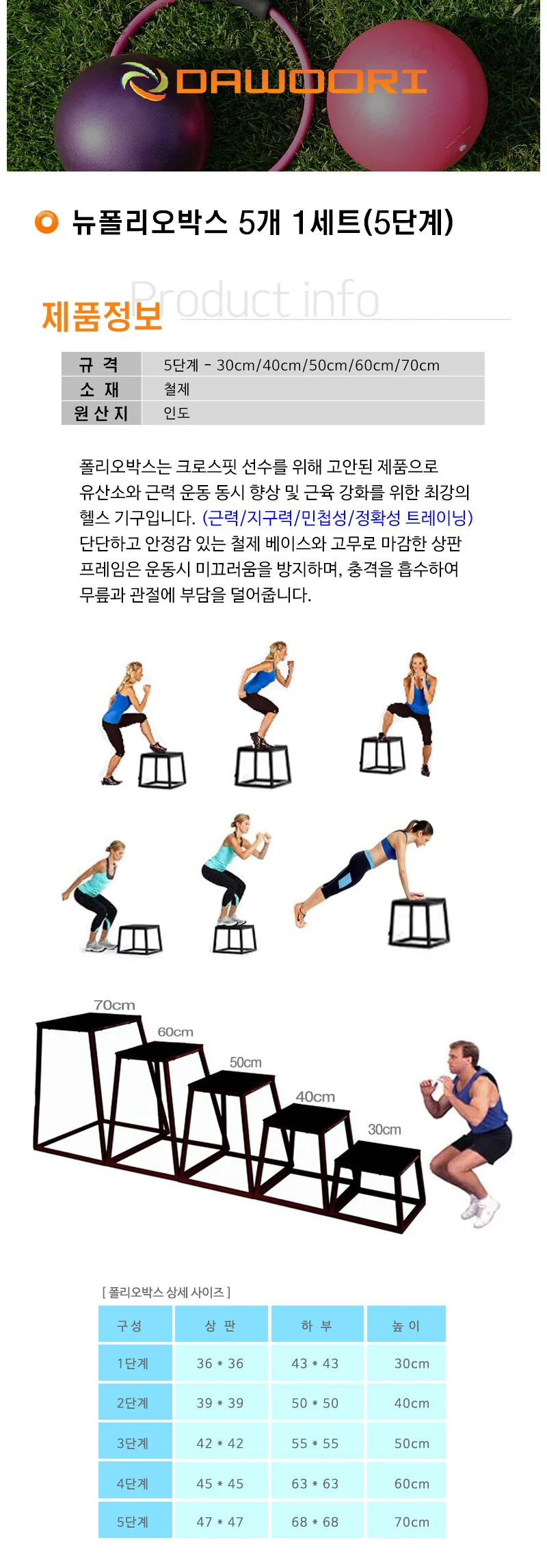 다우리 폴리오박스 크로스핏 체력 강화 점프 박스 5단 상세2