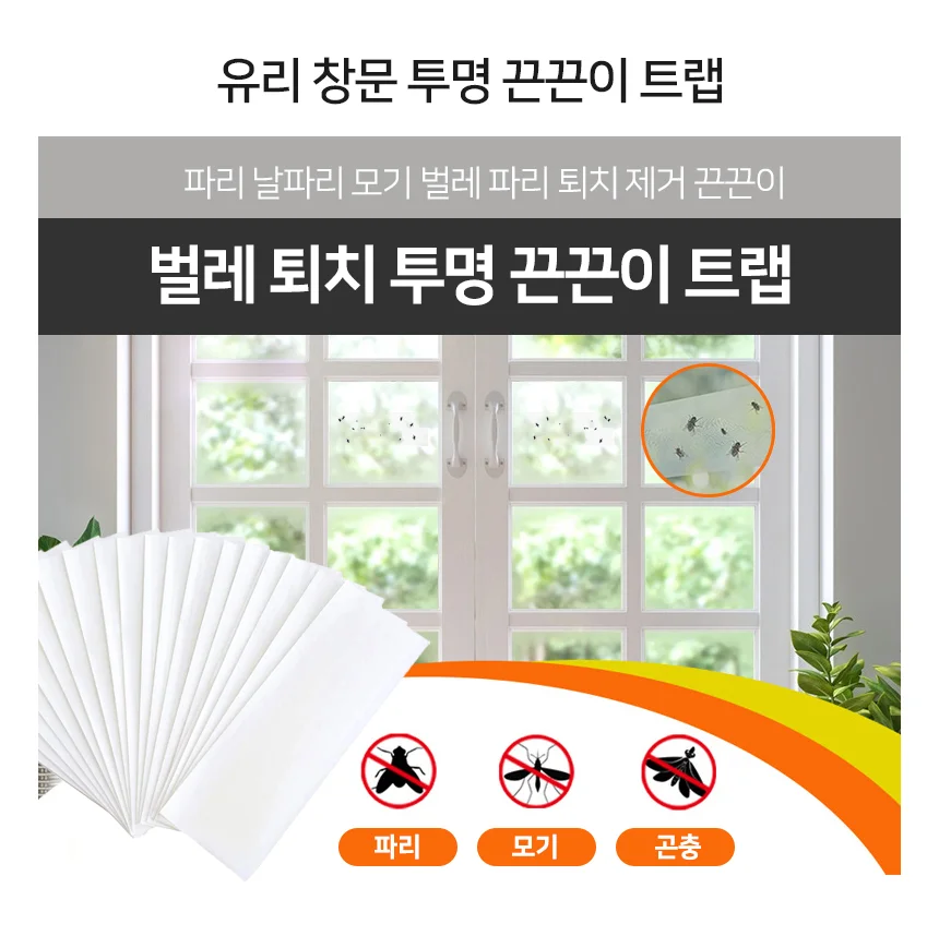 모기 벌레 파리 투명 끈끈이 곤충트랩 유리 창문 스티커 트랩 상세2