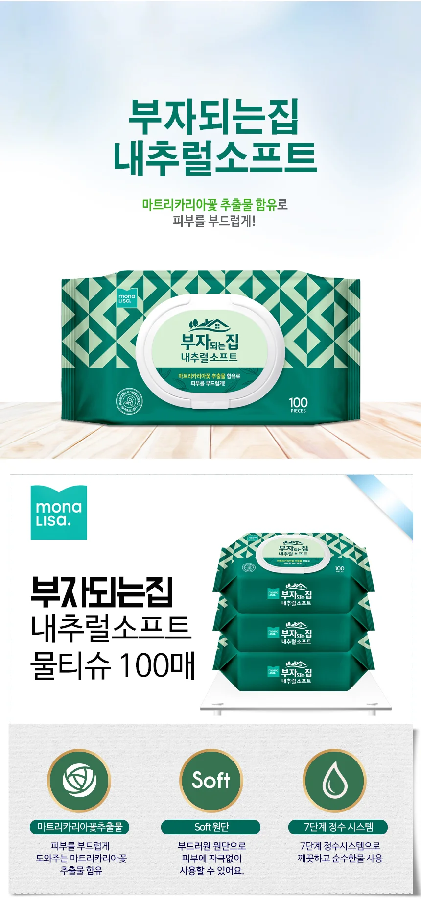 내추럴 플러스 물티슈 캡형 100매x24팩 상세2