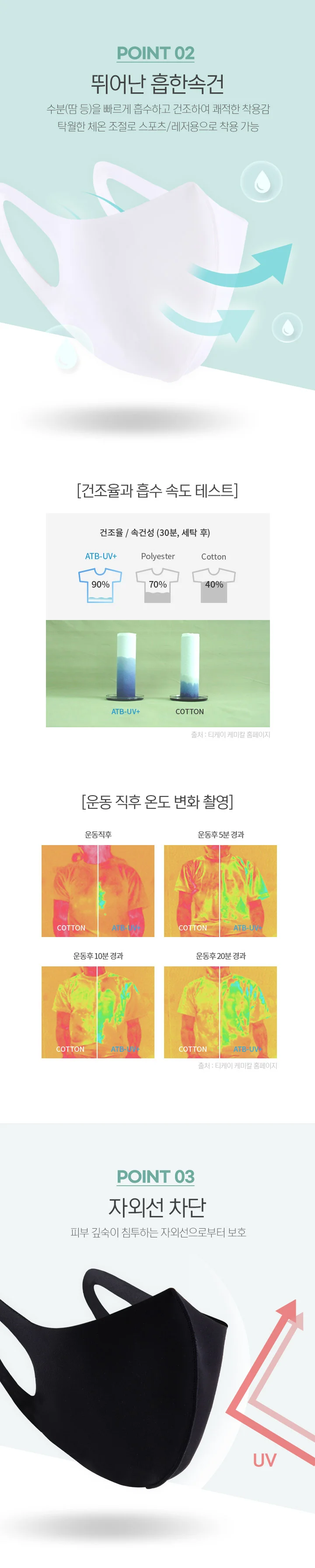 카시야 스포츠 마스크 입체 마스크 속건 프리 2색 상세3