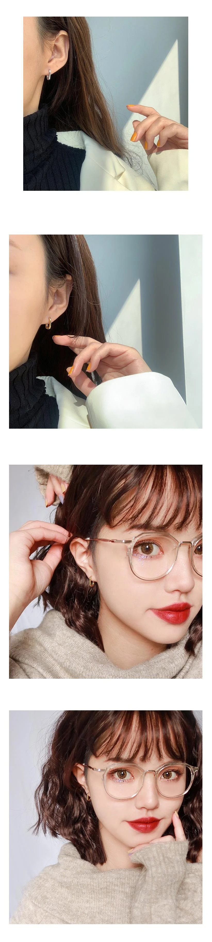 s925 스퀘어 링 귀걸이 실버925 심플귀걸이 2col 상세3