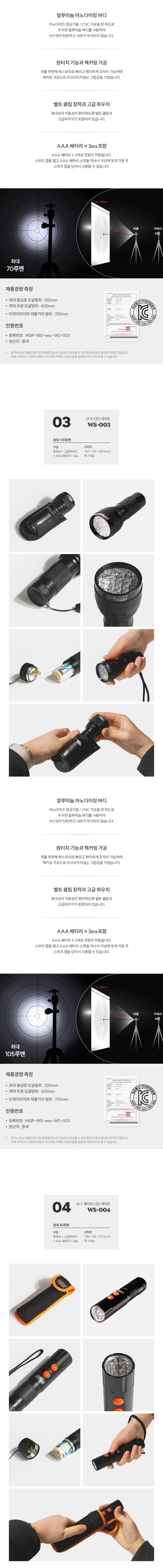 배터리 LED 라이트 휴대용 미니 작업등 랜턴 5종 상세2