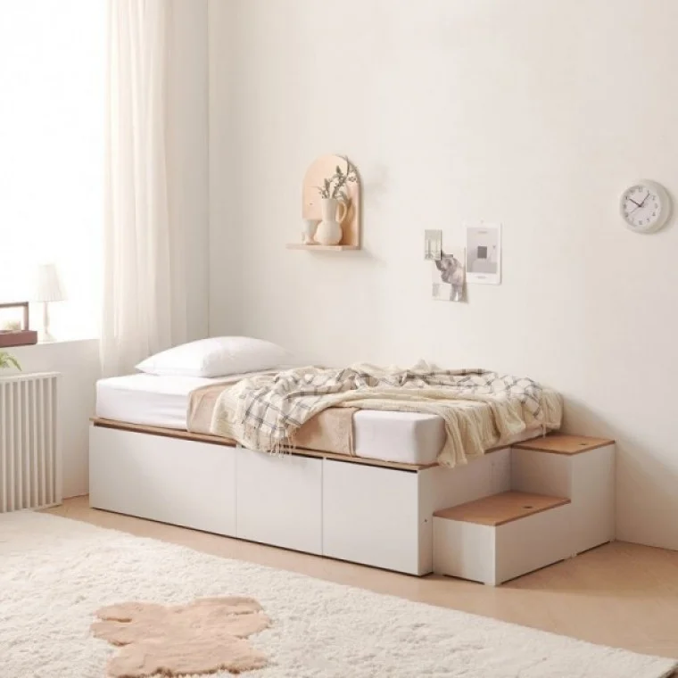 가구산책 대용량 높은수납침대SS 도어형 SET+독립봉합 매트리스 DN7070