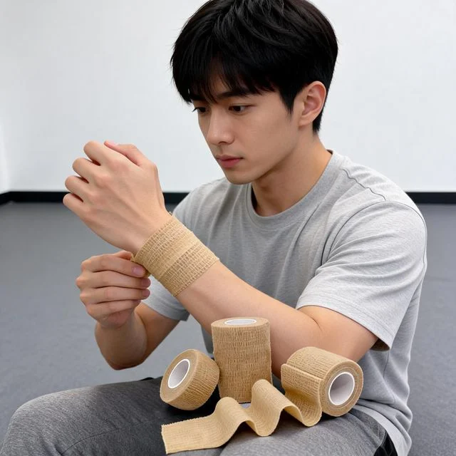 압박 붕대 자가 점착 테이핑 밴드 운동 부상 근육 케어 스포츠 고정용 롤