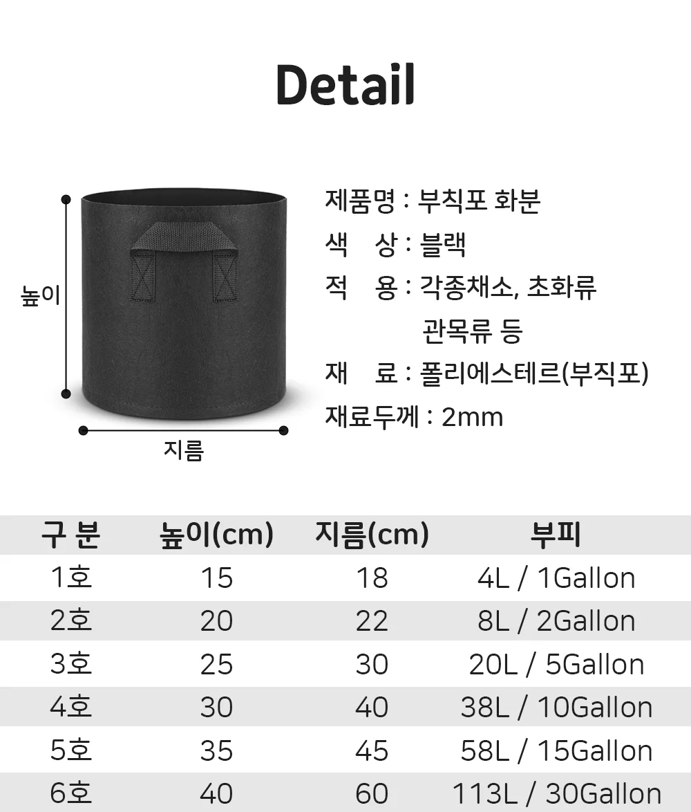 부직포화분 4호 (H=30cm D=40cm) 5P 상세2