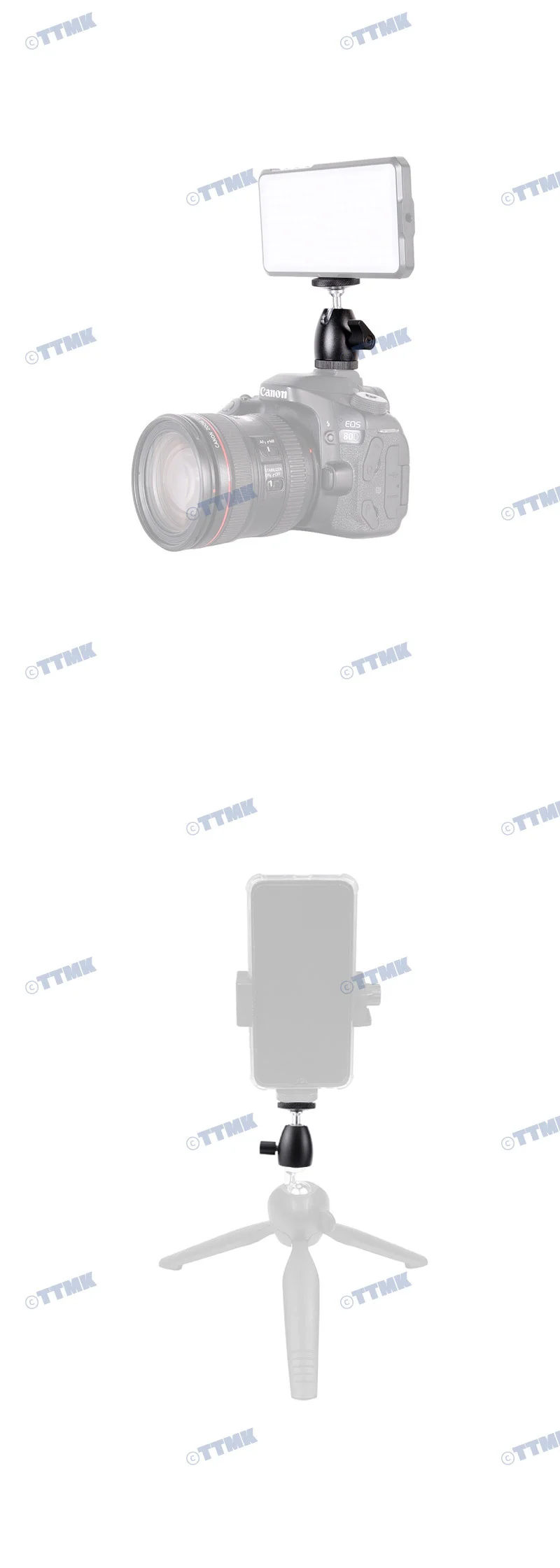 카메라 핫슈 1/4 볼헤드 마운트 삼각대 헤드 플래시 상세5