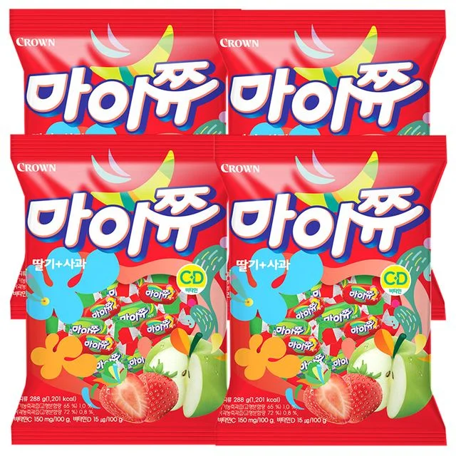 크라운 마이쮸 딸기 사과 288g x 4개