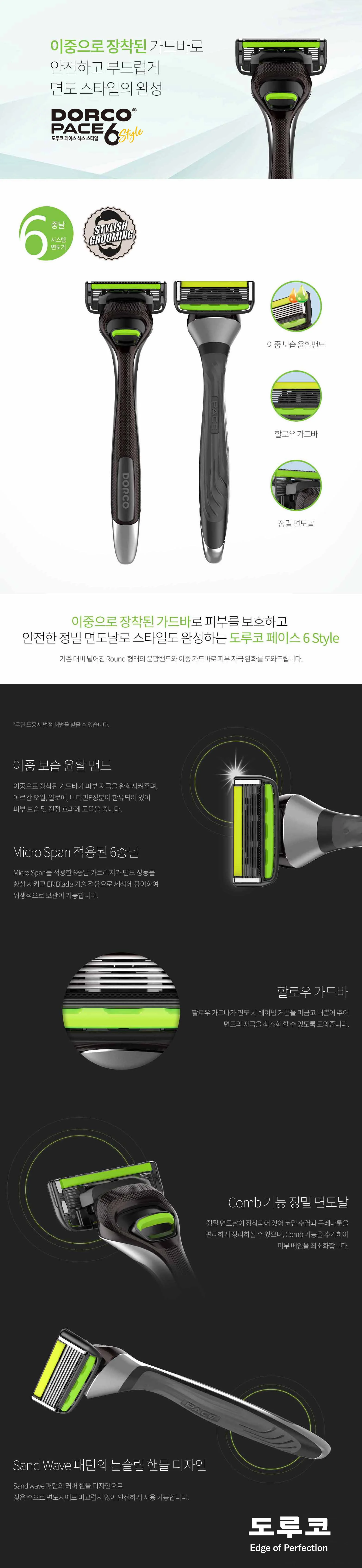 도루코 PACE 6 Style 면도기 1개 절삭력 좋은 호환 면도기 상세1
