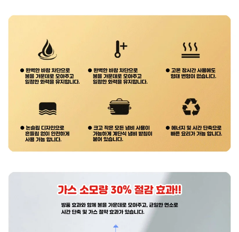 법랑코팅 가스버너 바람막이 (가정용 캠핑용 추천) 상세5