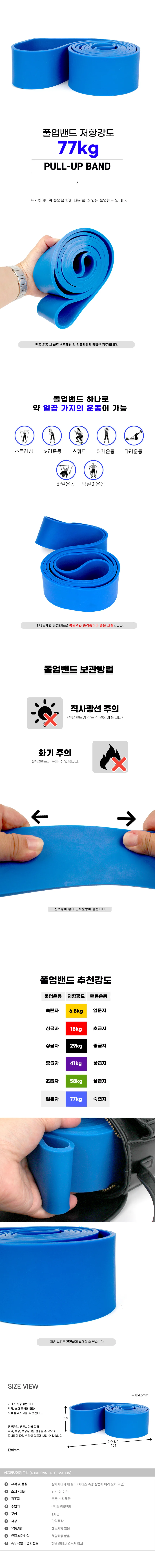 풀업밴드 저항강도 실속 77kg 파란색 상세1