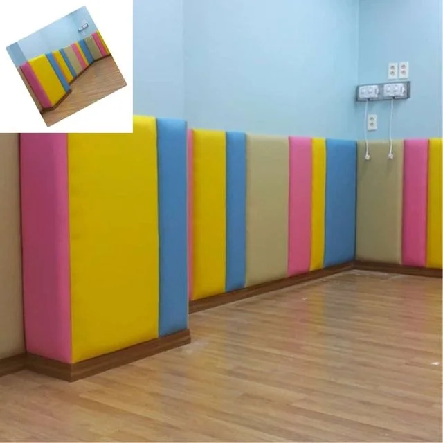 방염 벽쿠션매트 스펙트럼형 200x1000mmx35mm 벽매트 안전매트 쿠션벽매트 어린이집벽배트 유치원벽매트 키