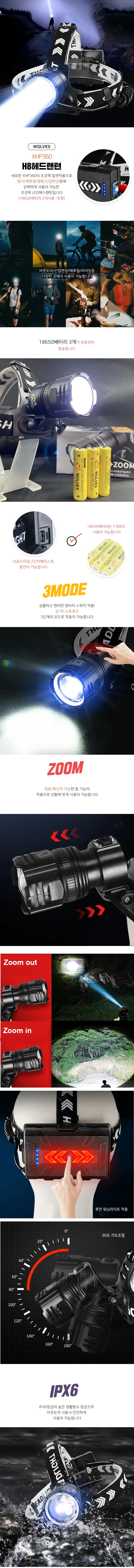 H8 LED 라이트 조명 안전 헤드 랜턴 배터리 세트 상세1