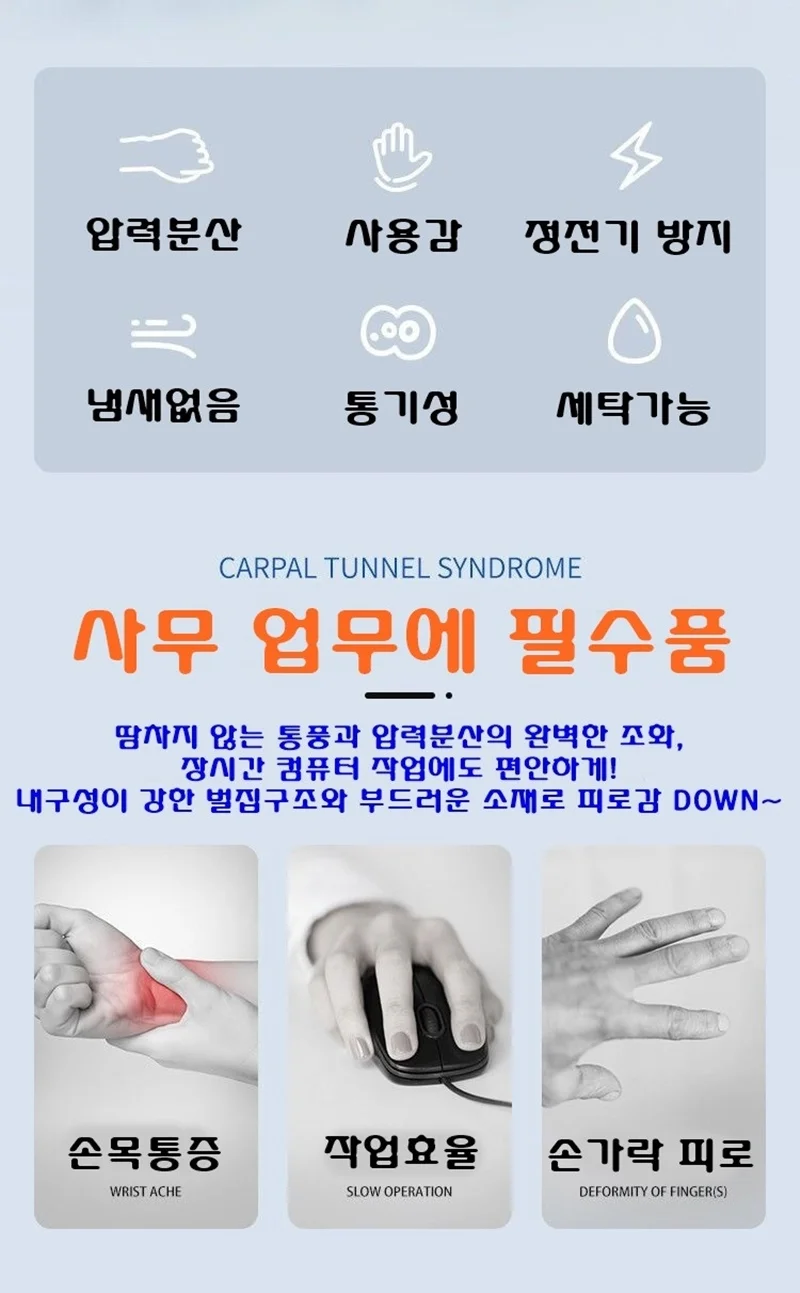 컴퓨터 키보드 마우스 팜 레스트 손목받침대 쿠션 보호대 (키보드용 + 마우스용) 상세5
