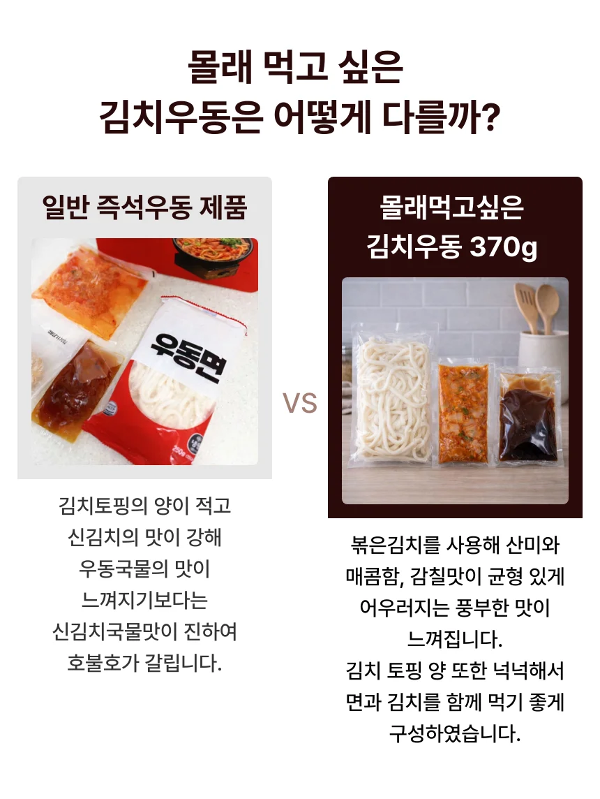 3분 간편 탱글 김치우동 370g x 3개 상세4