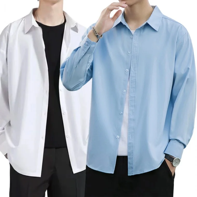 남자 가을 봄 정장셔츠 오버핏 셔츠 긴팔 남방 블랙 흰남방 빅사이즈