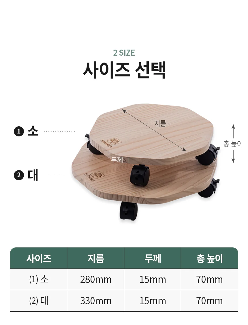 이동식 화분 원목 인테리어 공기청정기 받침대 다용도 받침대 식물 원예 상세4