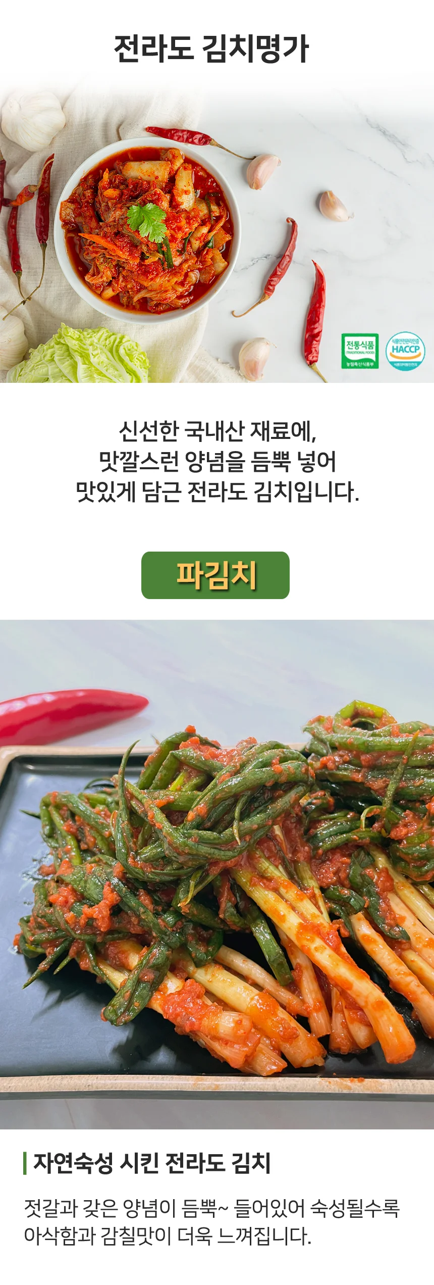 전라도 맛갈지고 화끈하게 매운 파김치 1kg 상세1