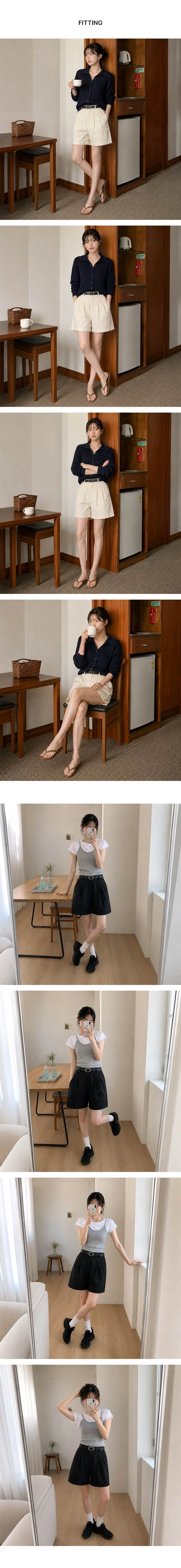 KSS 3772 여자핀턱반바지 벨트포함 상세3