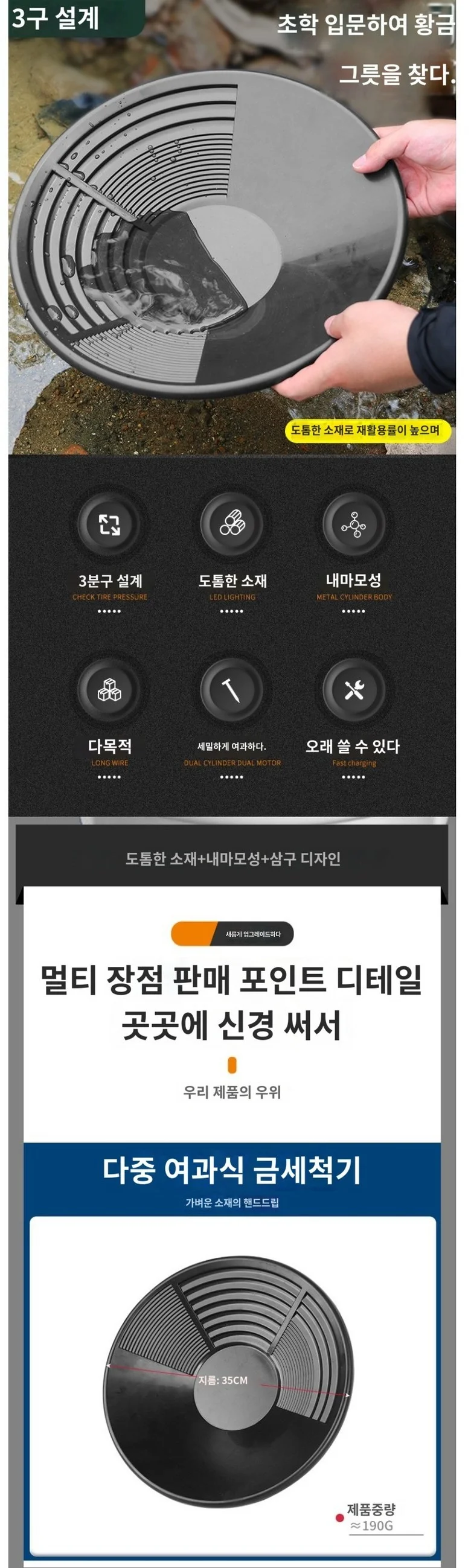 사금채취 패닝접시 바구니 세트 사금채취도구 수납품 상세1
