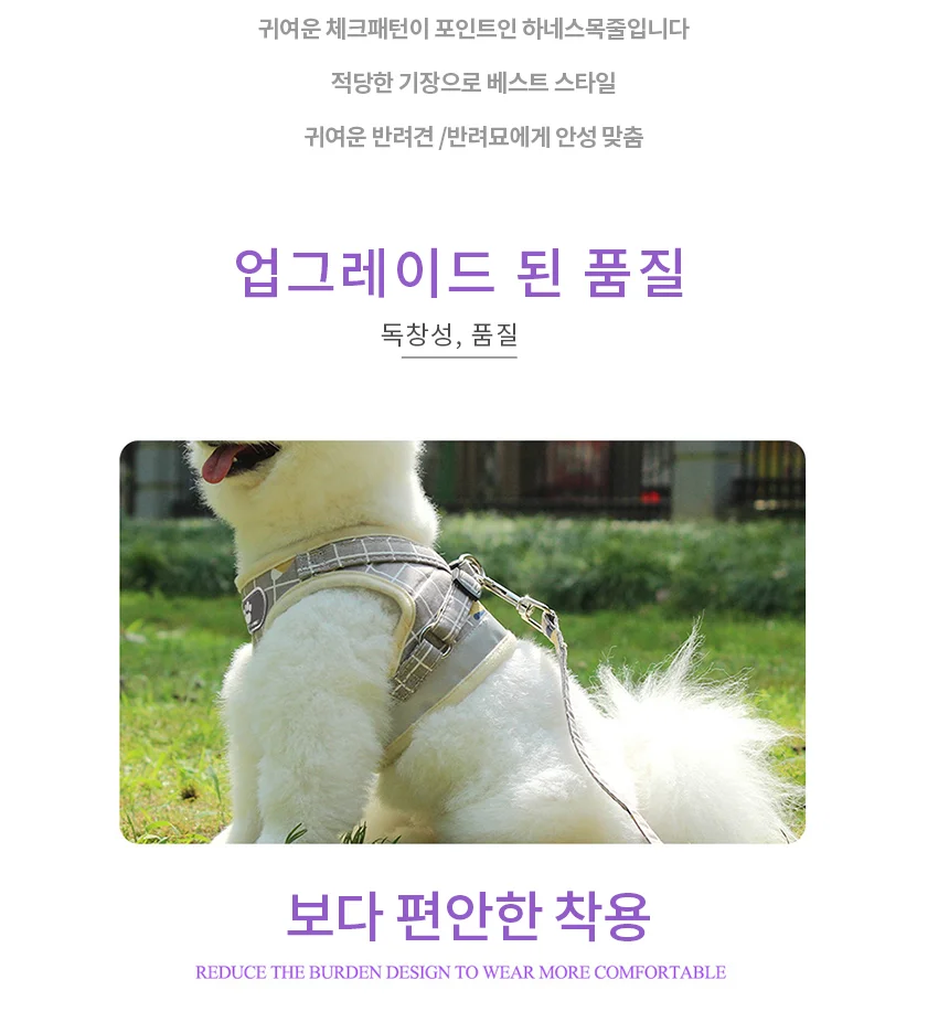 하네스 그레이 M 애견하네스 강아지줄 상세5