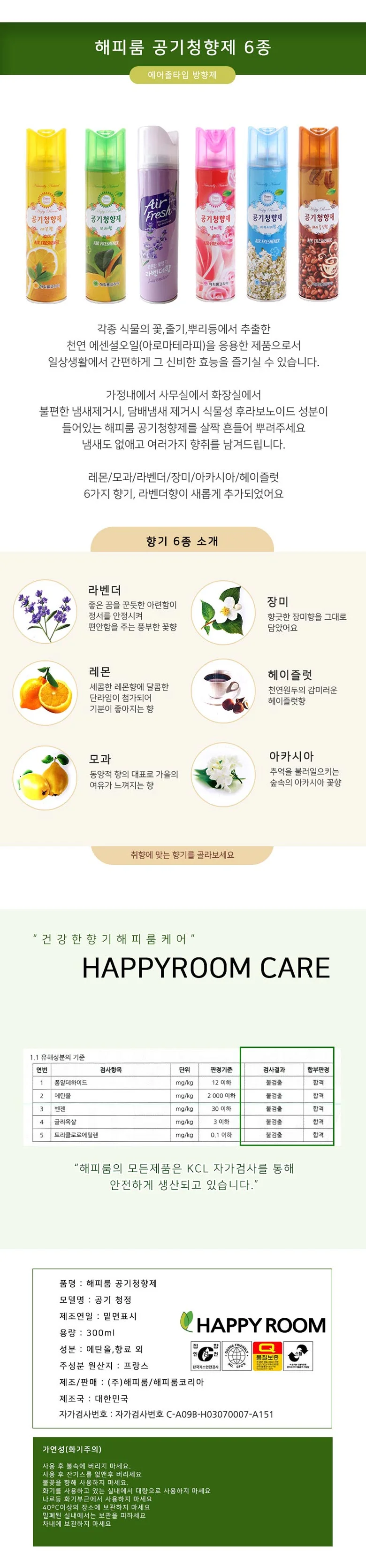 (ABM도매콜) 해피룸 공기청향제 300ml 헤이즐럿 상세2