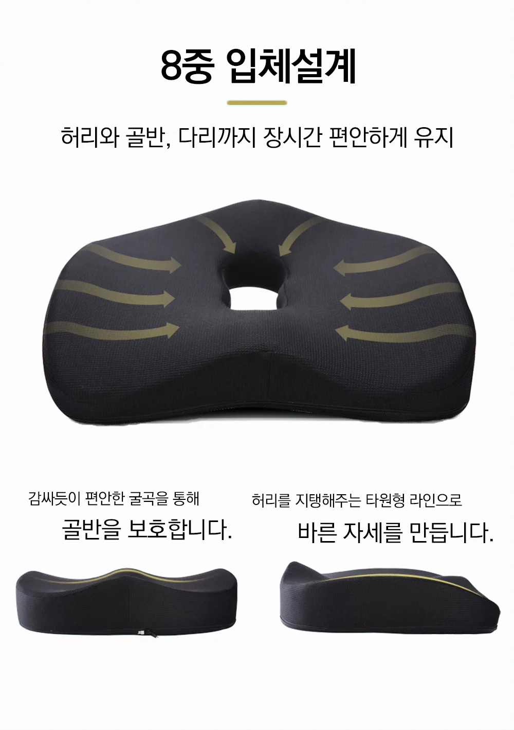 메모리폼 4D 입체 치질방석 꼬리뼈 산모방석 상세4