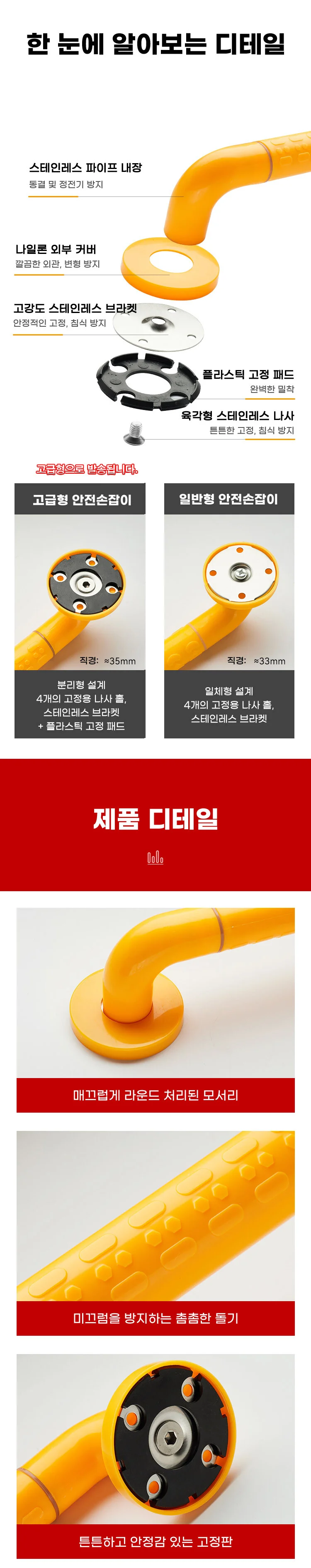 안전바 안전손잡이 화장실 핸드레일 장애인 벽부형 상세3