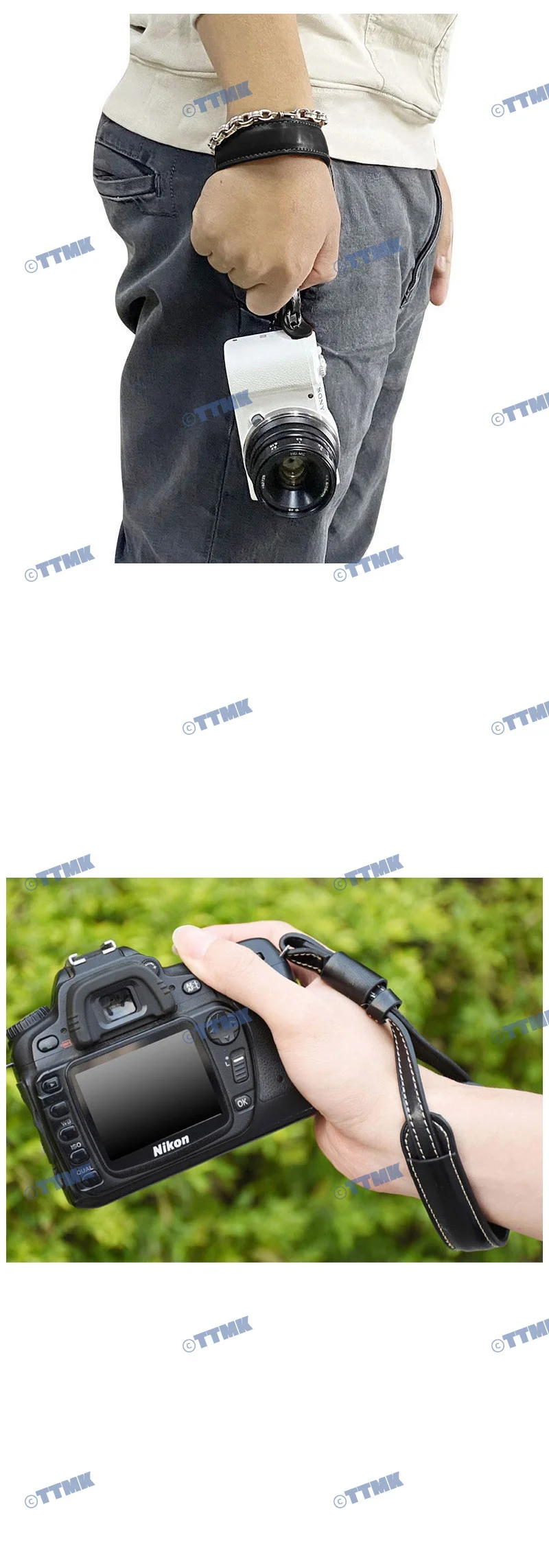 카메라 가죽 핸드 손목 스트랩 미러리스 디카 블랙 상세5