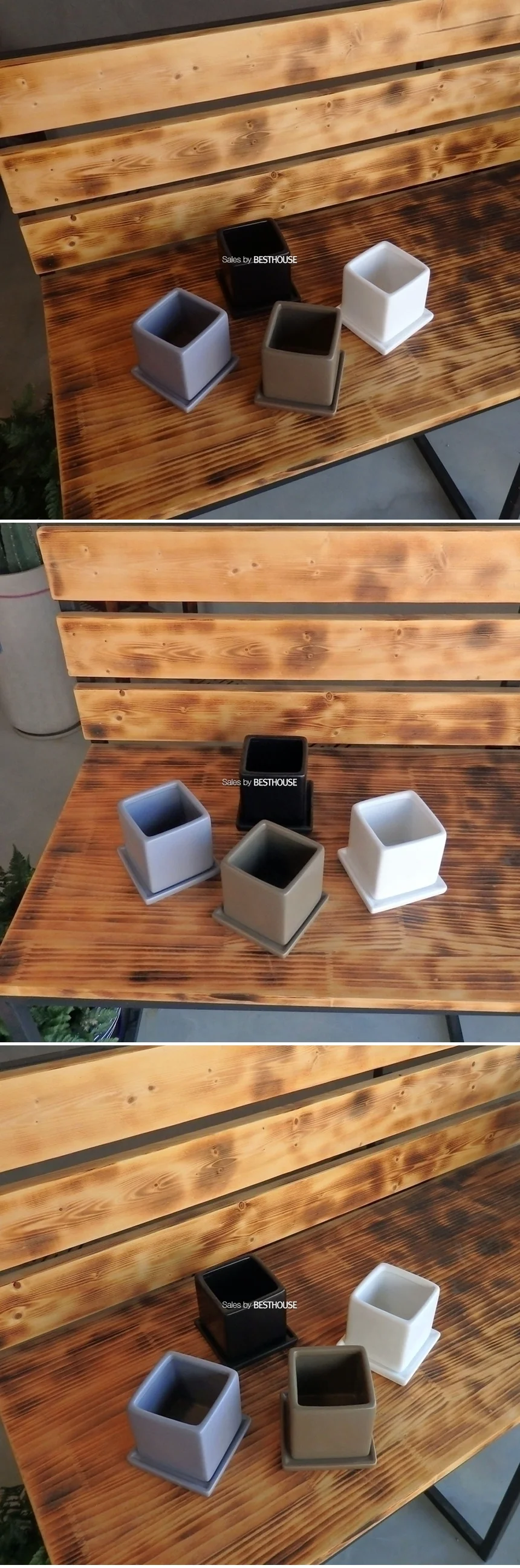 사각 도기화분 작은화분 미니 실내 책상용 8x8x8 상세4