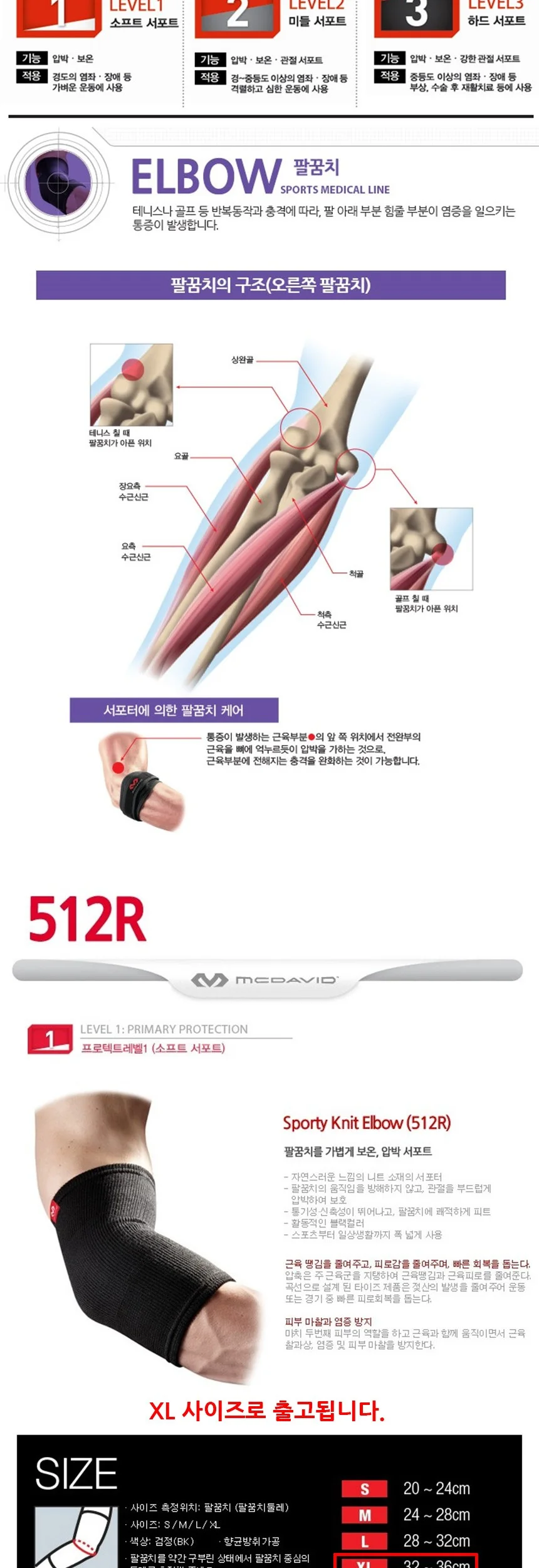 맥데이비드 512R 팔꿈치보호대 XL 상세3