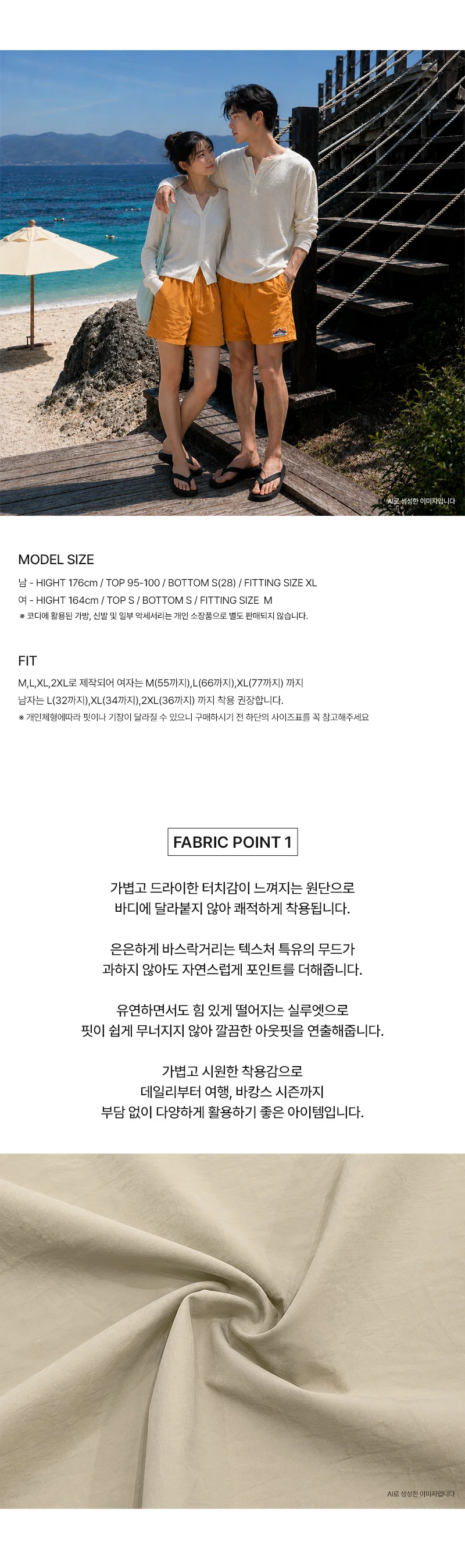 AGG 1016 남여공용 초경량 스트링 바스락 밴딩 반바지 아웃도어 쇼츠 팬츠 상세2