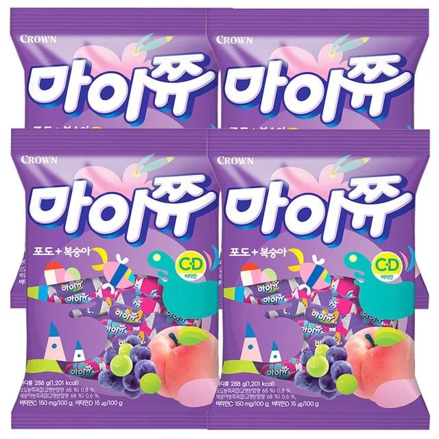 크라운 마이쮸 포도 복숭아 288g x 4개