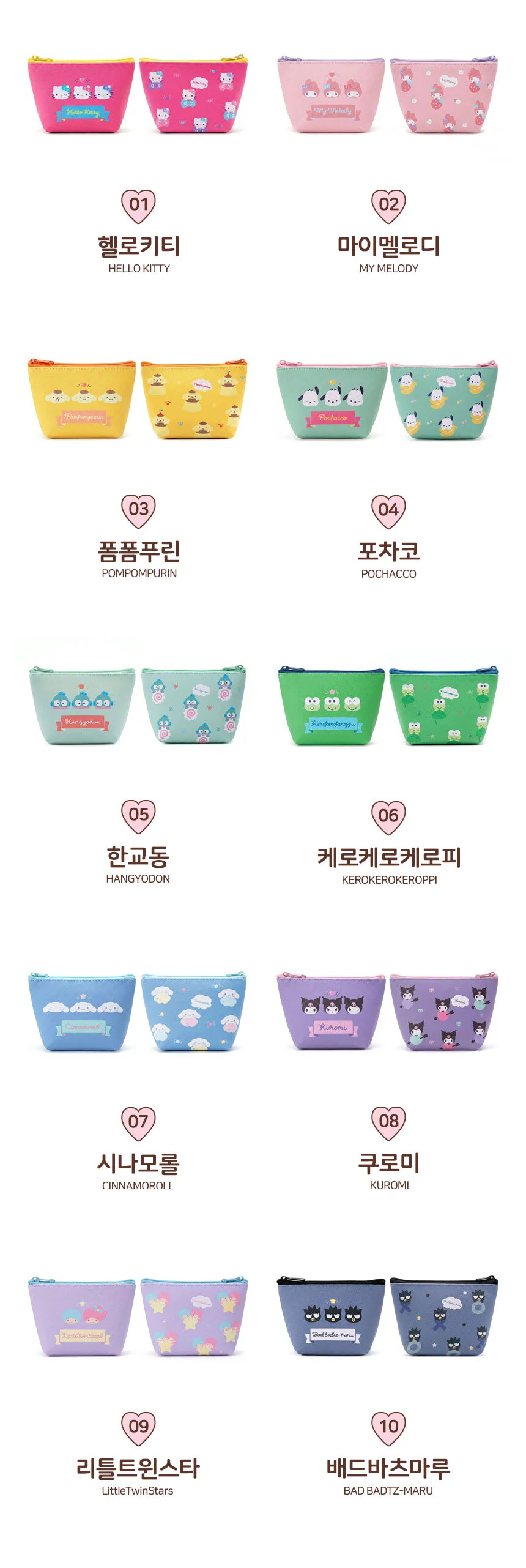 산리오 동전지갑 미니 파우치(케로케로케로피) 상세3