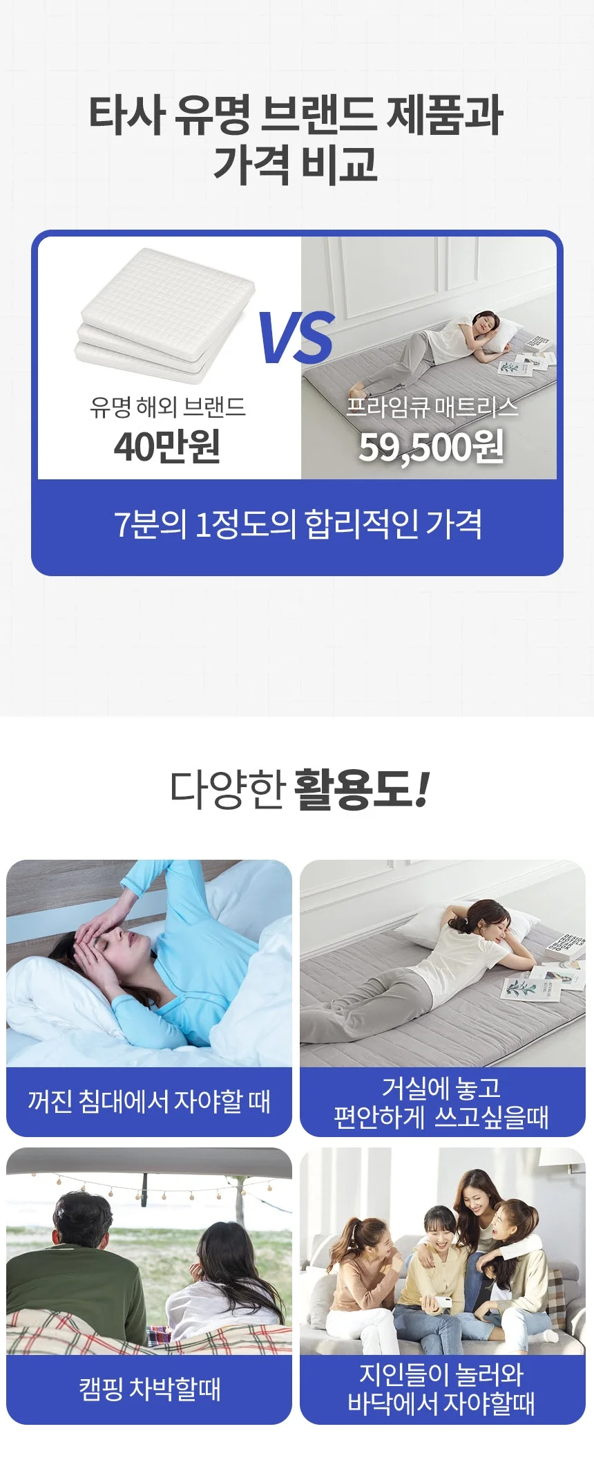 탄탄한 3단 접이식 요매트 싱글 침대 토퍼 매트리스 상세5