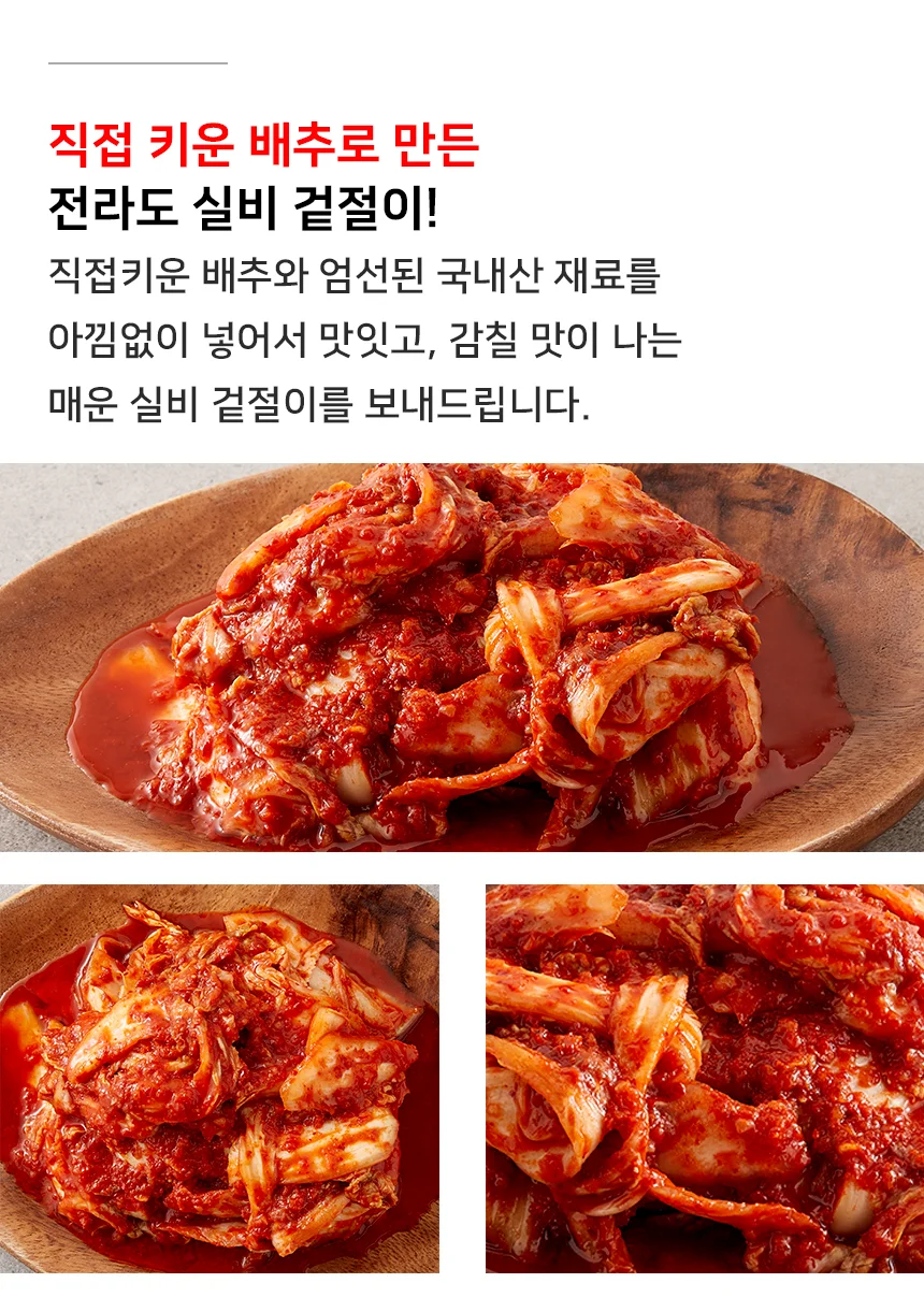 전라도 전통 매운 실비 겉절이 김치 1kg 상세3