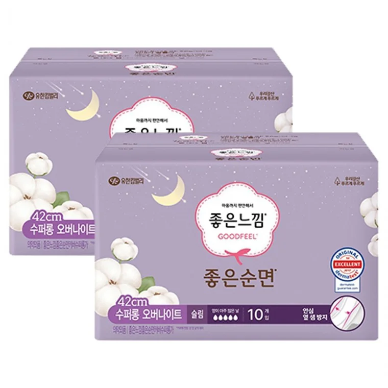 좋은느낌 좋은순면 42cm 수퍼롱오버나이트 10입 x 2팩