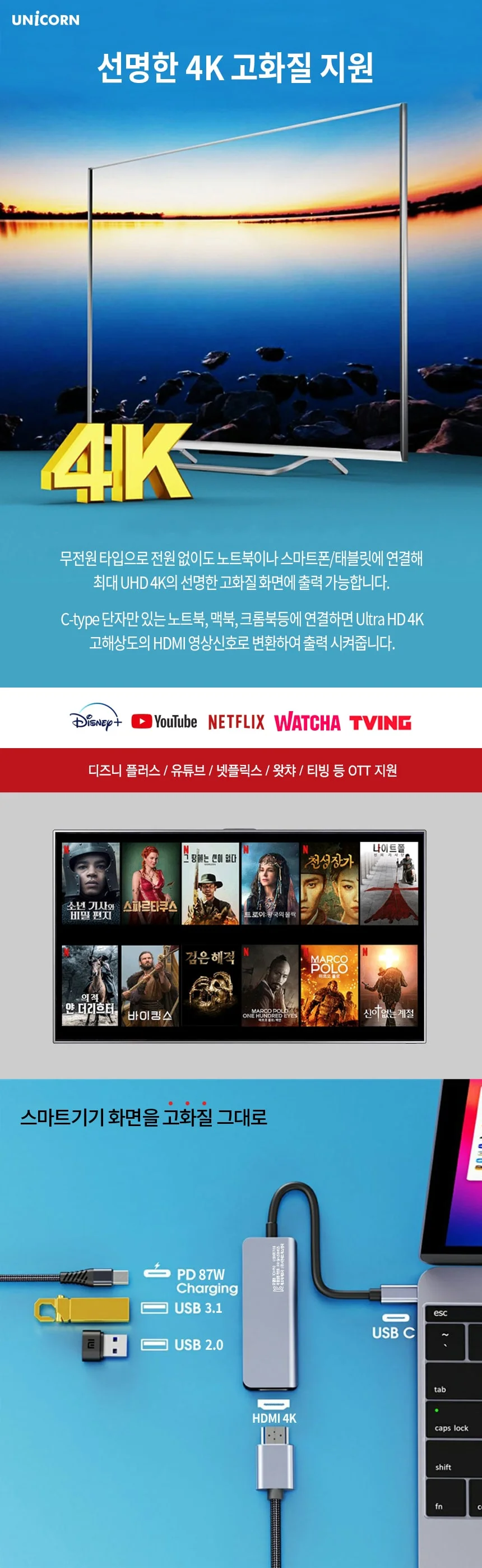 c 타입 멀티 usb c 타입 충전 허브 스마트폰 확장 맥북 어댑터 상세2