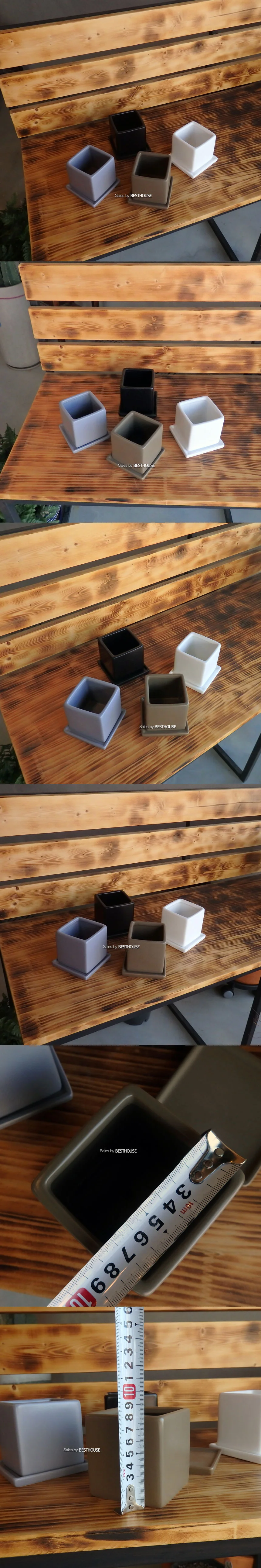 사각 도기화분 작은화분 미니 실내 책상용 8x8x8 상세3