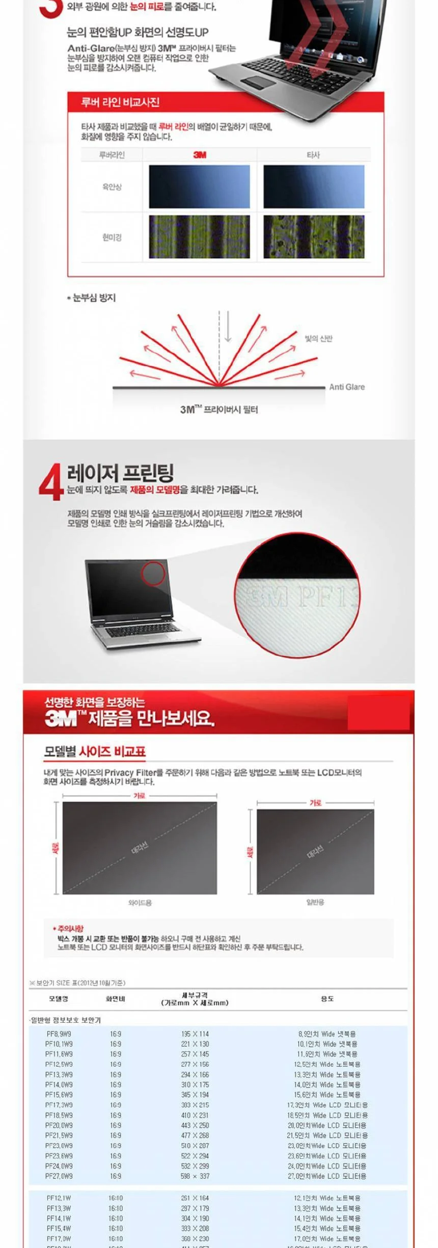 3M 보안필름 PF22 0W 22 0형 와이드 상세3