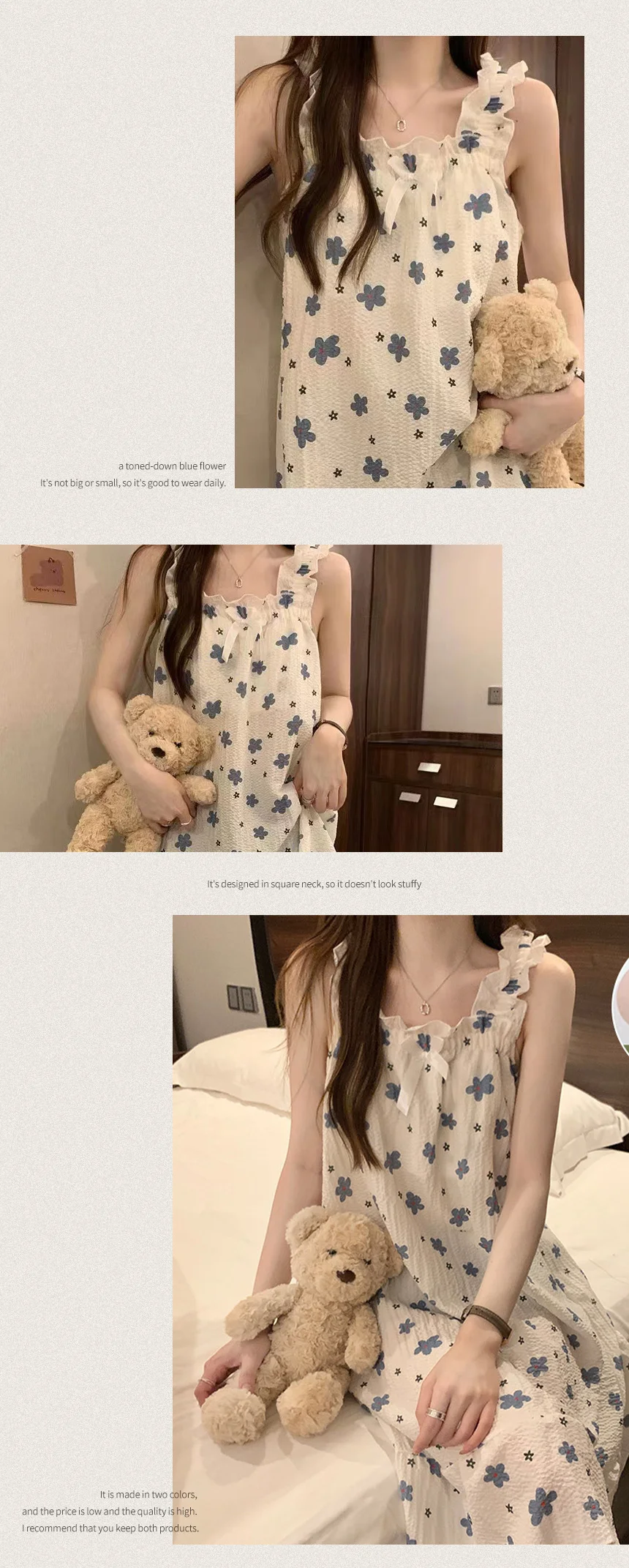여성 여름 시원한 민소매 나시 원피스 홈웨어 쿨링 상세2