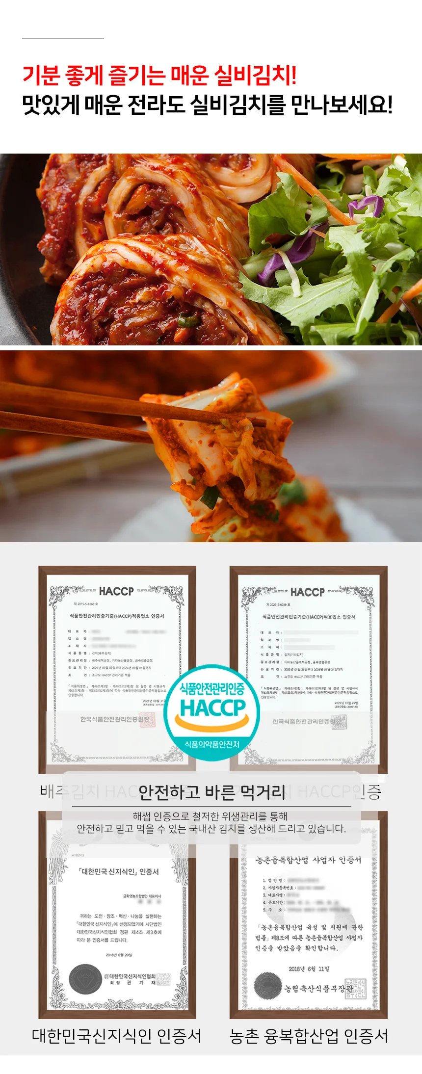 전라도 전통 매운 실비 겉절이 김치 1kg 상세2