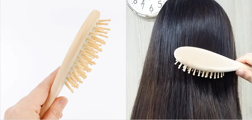 원목 헤어 브러시 곱슬머리빗 엉킴방지빗 머리빗 휴대용빗 머리마사지 상세8