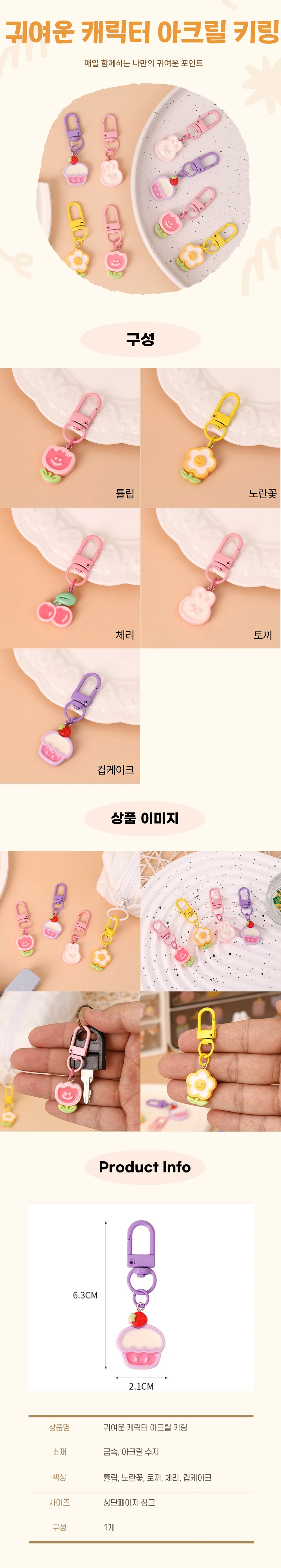 DAMDA 귀여운 캐릭터 레진 키링 상세1