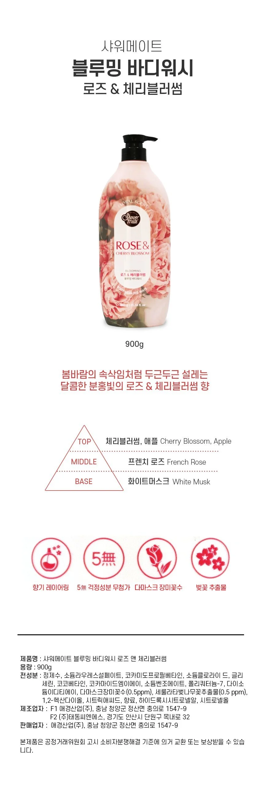 샤워메이트 블루밍 바디워시 바디케어 클렌저900g 택1 상세2